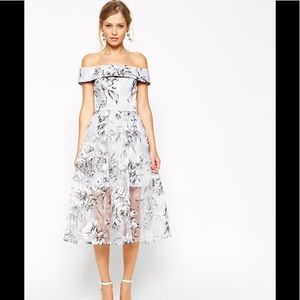 ASOS SALON Midi Dress in Floral Organza